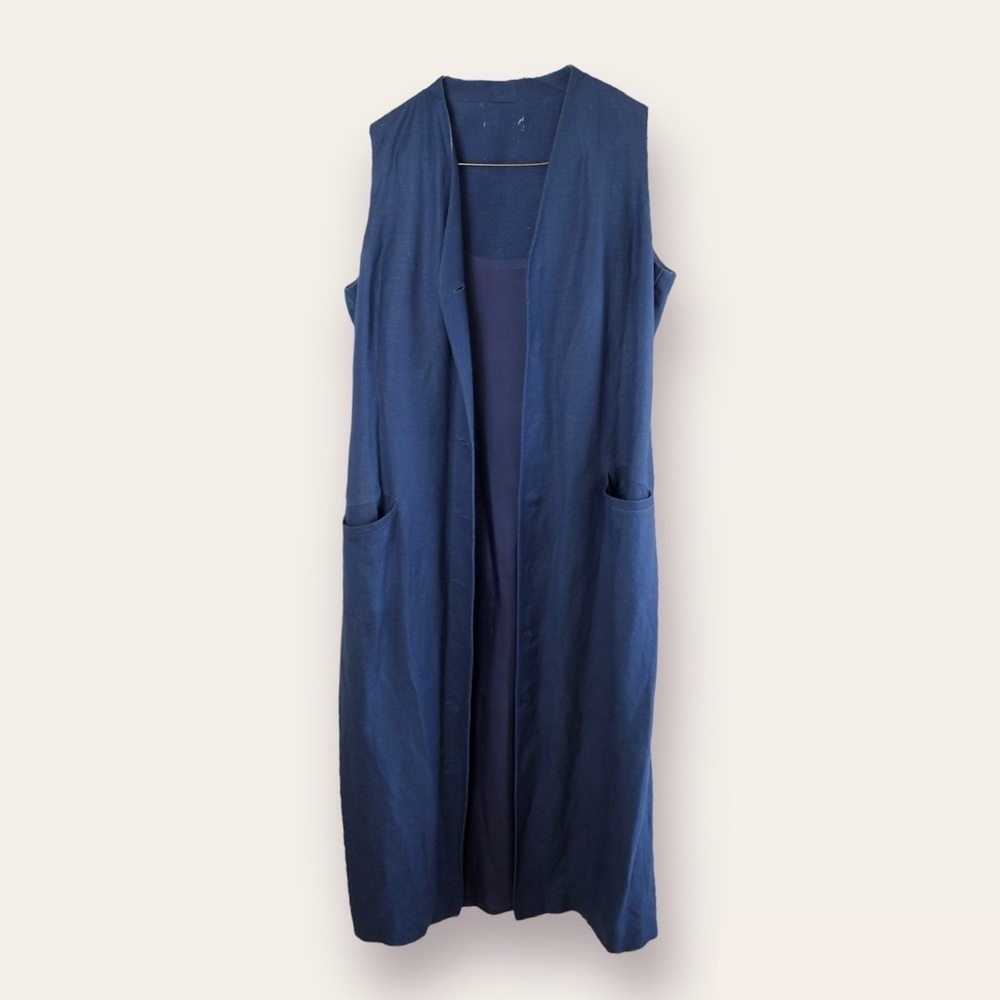 Navy Blue Button-Down Tank Maxi Dress